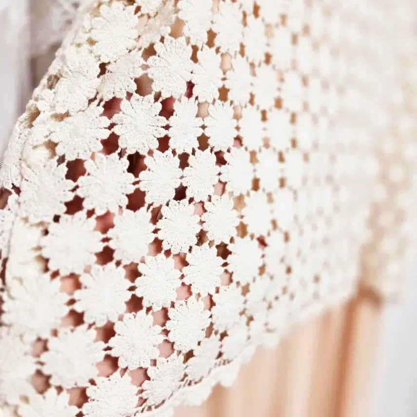 [BUNJANG] Lace Pleated Maxi Dress / 레이스 플리츠원피스