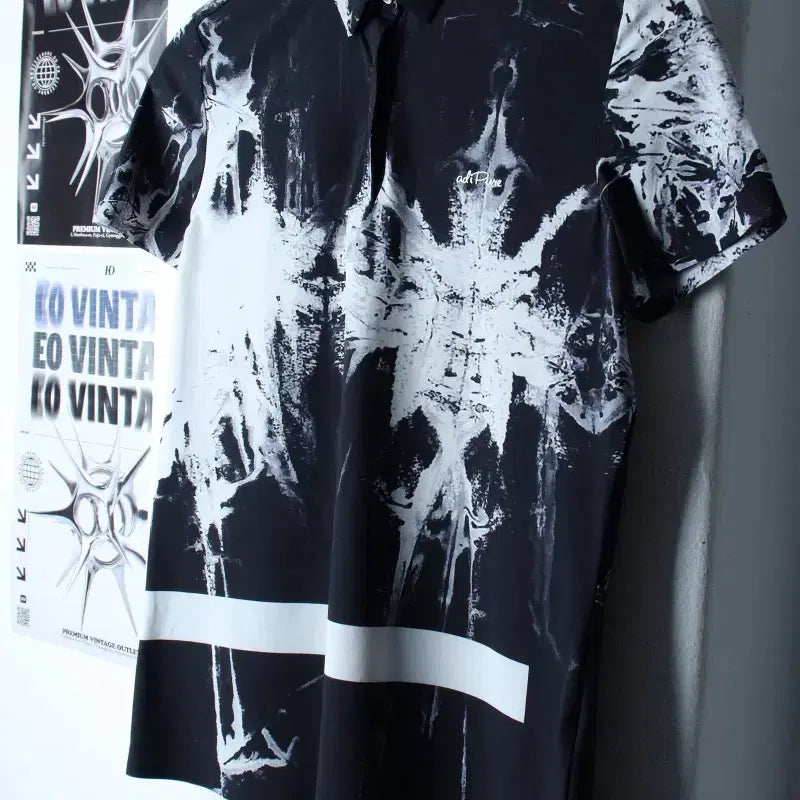 [BUNJANG] Adidas Short Sleeve Collar T-shirt Functional Printing Black / W(M-L) 아디다스 반팔 카라 티셔츠 기능성 프린팅 블랙-76AC
