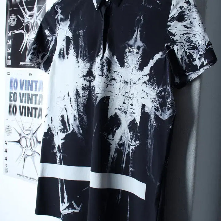 [BUNJANG] Adidas Short Sleeve Collar T-shirt Functional Printing Black / W(M-L) 아디다스 반팔 카라 티셔츠 기능성 프린팅 블랙-76AC
