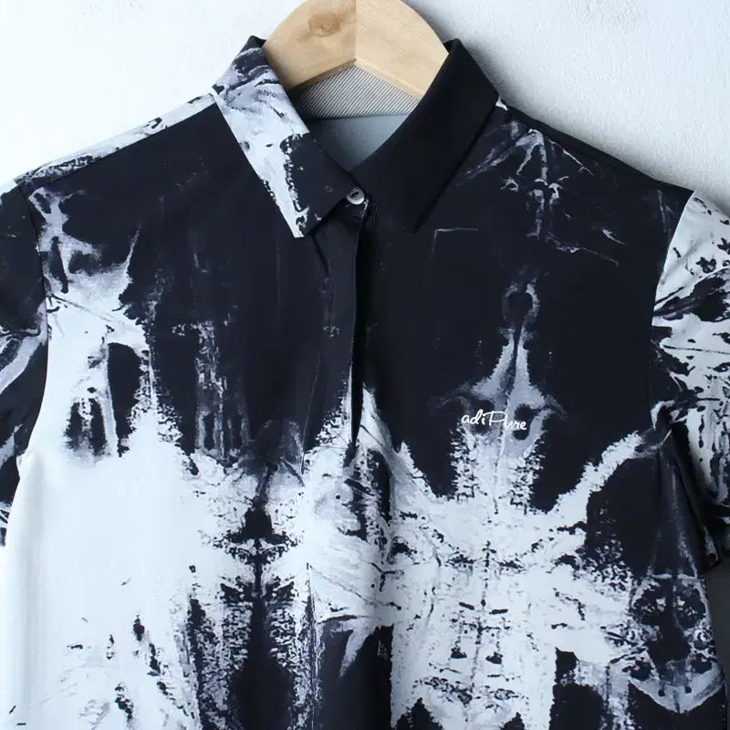 [BUNJANG] Adidas Short Sleeve Collar T-shirt Functional Printing Black / W(M-L) 아디다스 반팔 카라 티셔츠 기능성 프린팅 블랙-76AC