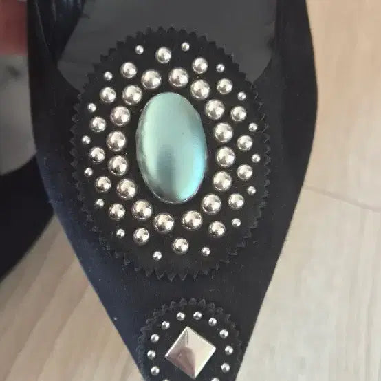 [BUNJANG] Hermès Black Suede Jewel Detail Pumps Heels / 에르메스 스웨이드 펌프스 힐 38.5