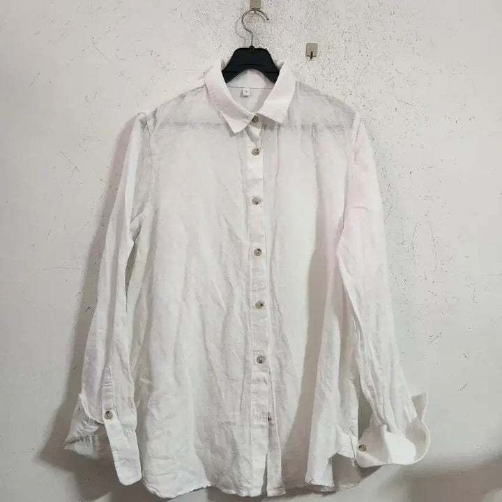 [BUNJANG] White Linen Long Sleeve Shirt / 화이트 린넨 긴팔 셔츠