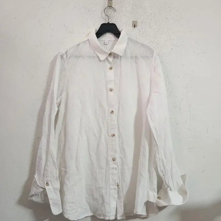 [BUNJANG] White Linen Long Sleeve Shirt / 화이트 린넨 긴팔 셔츠