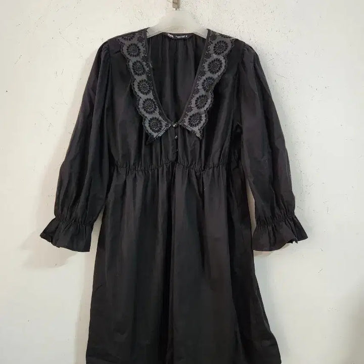 [BUNJANG] Zara Black Lace Collar Dress / 자라 블랙 레이스 칼라 원피스
