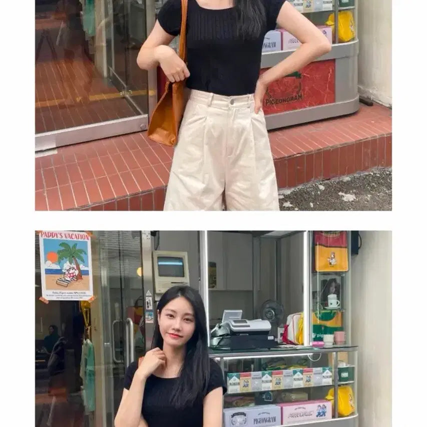 [BUNJANG] Cropped Cable Knit Short Sleeve Sweater / 크롭 꽈배기 반팔 니트