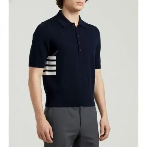 [BUNJANG] Thom Browne Cotton 4-Bar Relaxed Fit Polo Shirt - Size 5 / 톰브라운 코튼 4-바 릴랙스 핏 폴로 카라티