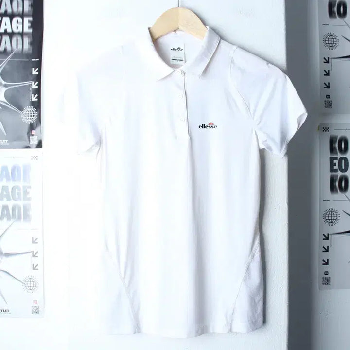 [BUNJANG] W-SM Elesse Functional Mesh Mix Collar T-Shirt White / W(S-M) 엘레쎄 반팔 카라 티셔츠 기능성 매쉬 믹스 화이트-76C2