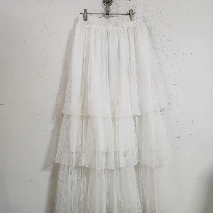 [BUNJANG] White Tiered Maxi Skirt / 화이트 캉캉 롱 스커트