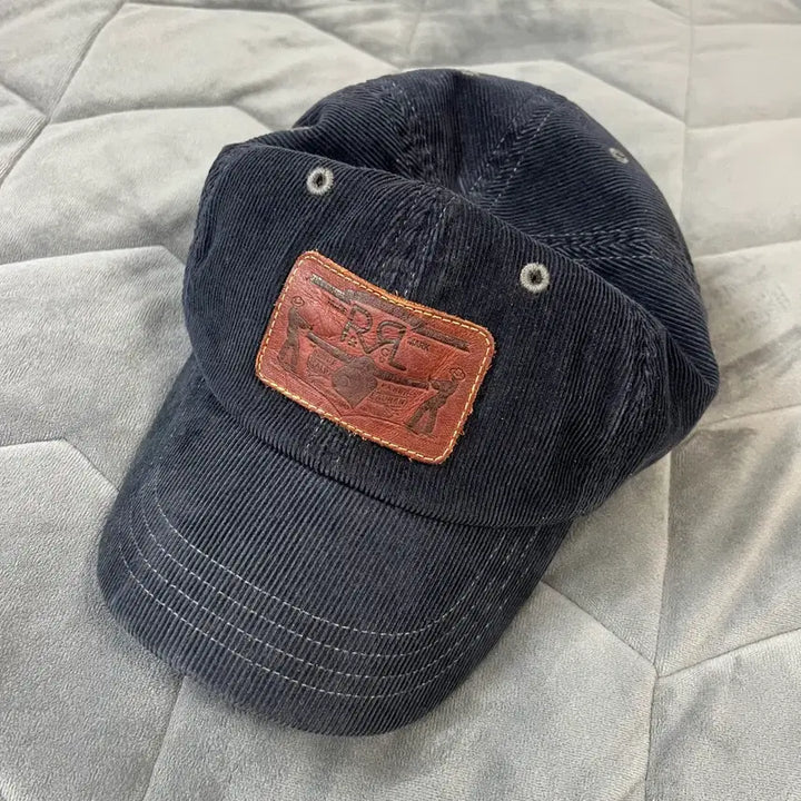 [BUNJANG] RRL Leather Patch Corduroy Trucker Cap Navy / 더블알엘 레더 패치 코듀로이 트러커 캡 네이비