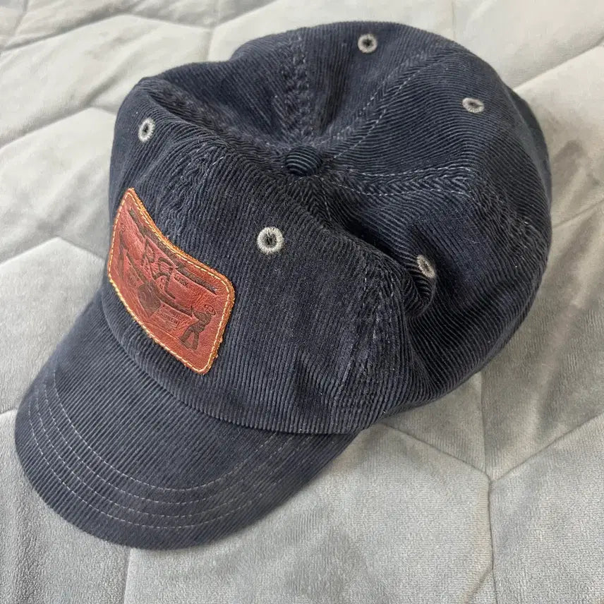 [BUNJANG] RRL Leather Patch Corduroy Trucker Cap Navy / 더블알엘 레더 패치 코듀로이 트러커 캡 네이비