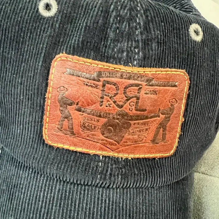 [BUNJANG] RRL Leather Patch Corduroy Trucker Cap Navy / 더블알엘 레더 패치 코듀로이 트러커 캡 네이비
