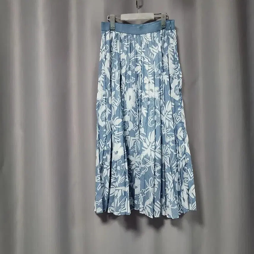 [BUNJANG] Flower Pattern Pleated Long Skirt / 플라워 패턴 플리츠 롱 스커트