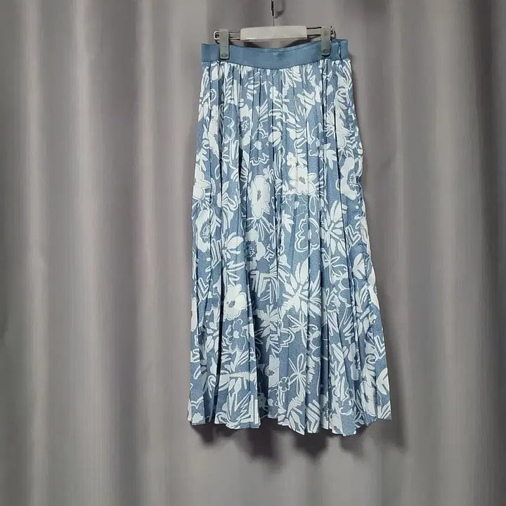 [BUNJANG] Flower Pattern Pleated Long Skirt / 플라워 패턴 플리츠 롱 스커트