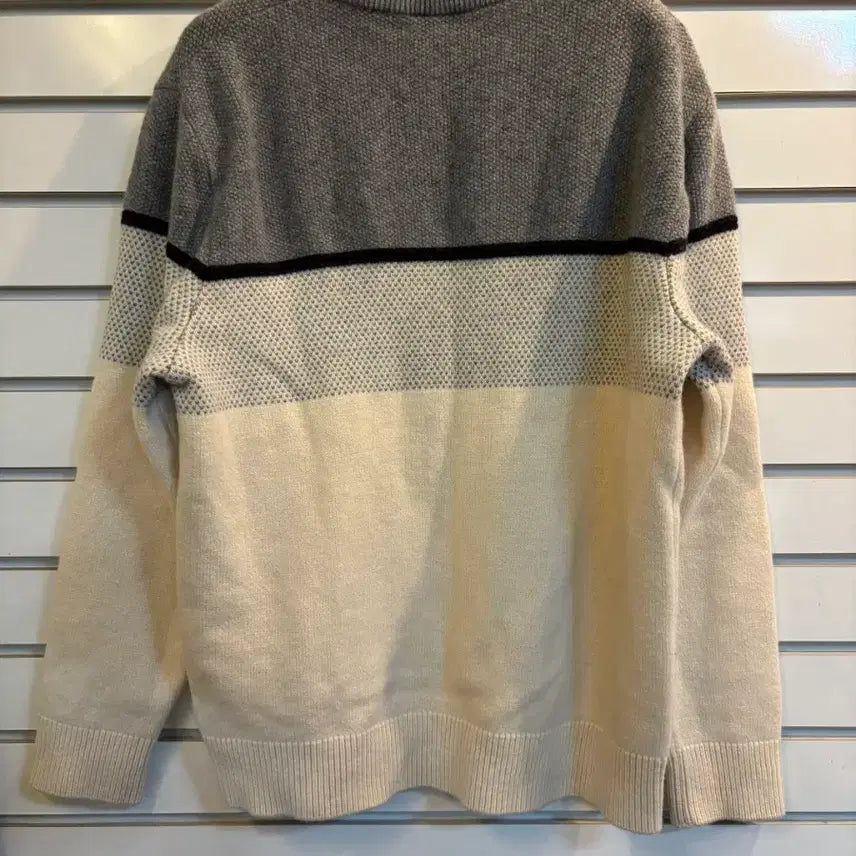 [BUNJANG] Lacoste Colorblock Knit Sweater / 라코스테 그레이/아이보리 배색 니트
