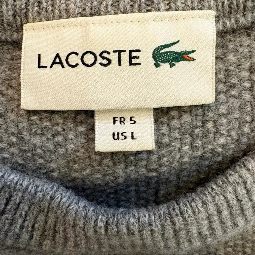 [BUNJANG] Lacoste Colorblock Knit Sweater / 라코스테 그레이/아이보리 배색 니트