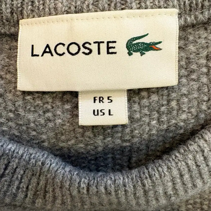 [BUNJANG] Lacoste Colorblock Knit Sweater / 라코스테 그레이/아이보리 배색 니트
