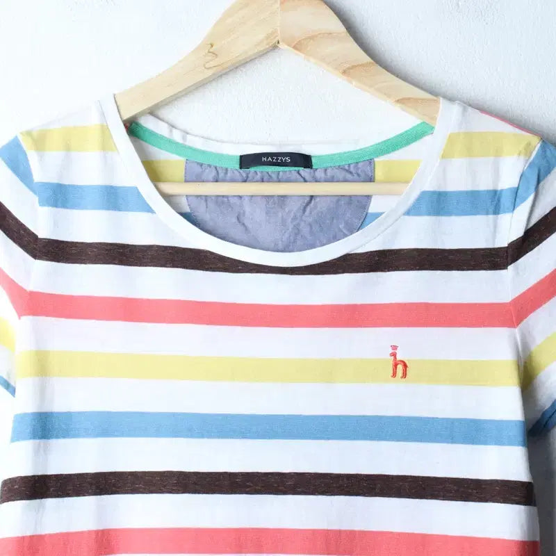 [BUNJANG] Hazzys Striped Color Mix T-Shirt / W(S-L) 헤지스 반팔 티셔츠 스트라이프 컬러믹스 키치-76CD