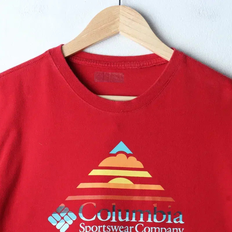 [BUNJANG] Columbia Big Logo T-Shirt Red Old School / W(L) 컬럼비아 반팔 티셔츠 빅로고 레드 올드스쿨-76D0