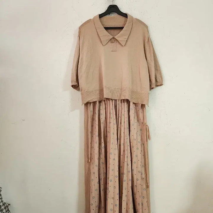 [BUNJANG] Two-Piece Style Long Dress Beige / 투피스 스타일 롱 원피스 베이지