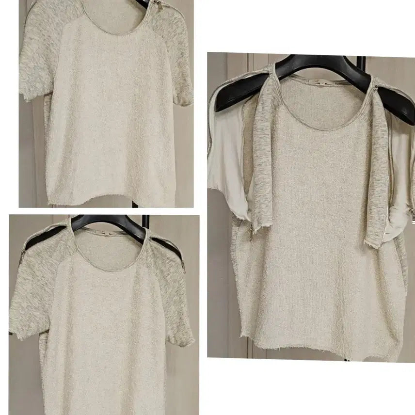 [BUNJANG] Maje Zipper Shoulder Cotton Shirt / 마쥬(M)지퍼 어깨 숄더 코튼 셔츠