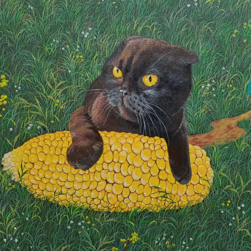 [BUNJANG] Corn and Cat Acrylic Framed Art / 옥수수와 고양이 아크릴 그림액자입니다