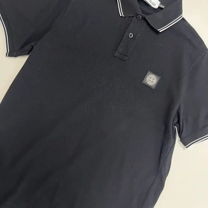 [BUNJANG] Stone Island Slim Fit Logo Patch Polo Shirt Black / [정품] 스톤아일랜드 슬림핏 로고 패치 폴로 셔츠 블랙