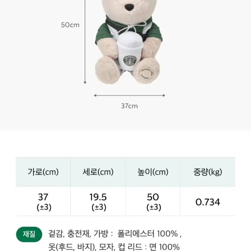 [BUNJANG] Starbucks 25th Anniversary Bearista Doll / 스타벅스 25주년 베어리스타 인형