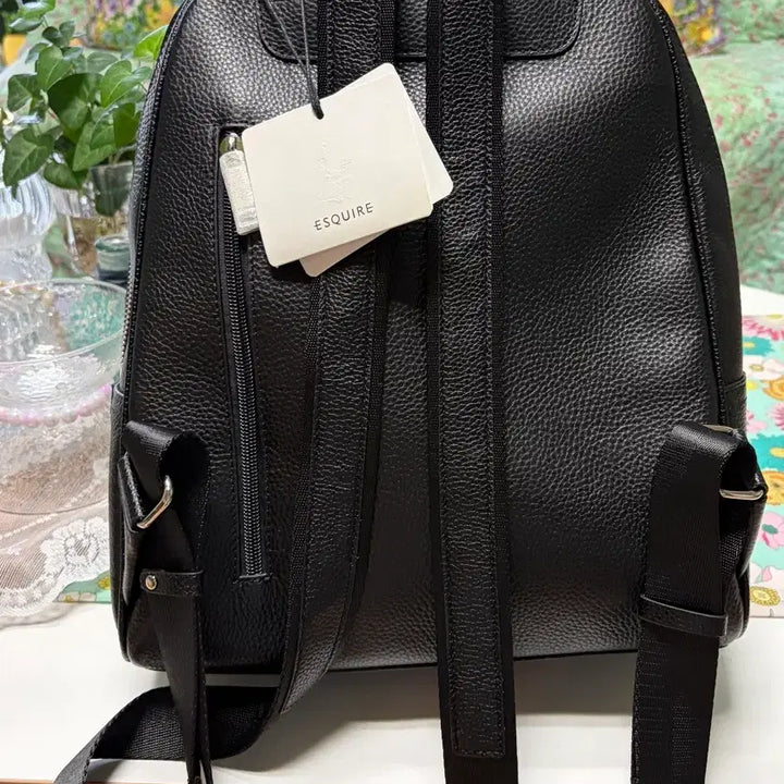 [BUNJANG] Esquire Black Leather Backpack / 새상품 급처) 에스콰이어 가죽 가방