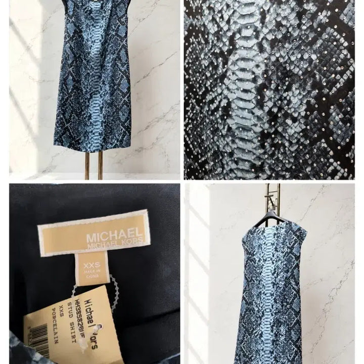 [BUNJANG] Michael Kors Snake Print Cubic Studded Sleeveless Dress / (정품/새상품) 마이클코어스 스네이크 프린트 큐빅 장식 원피스