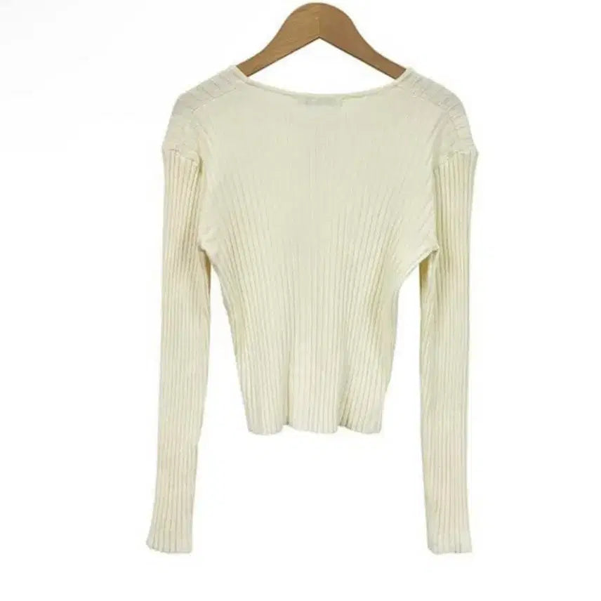 [BUNJANG] Ggonmi Go Eve Slim Ribbed Knit Cardigan Ivory / [미개봉 새상품]꼰미고 이브 슬림 골지 니트 가디건 아이보리
