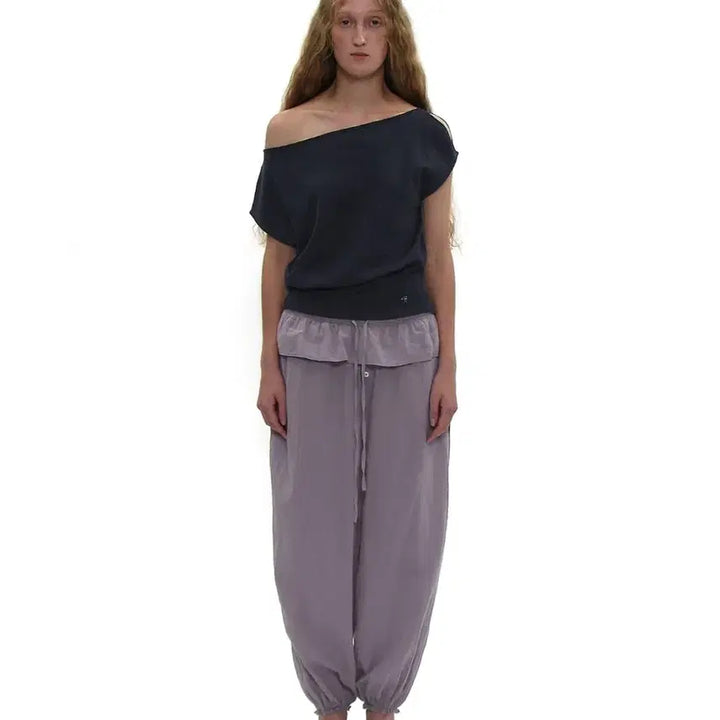 [BUNJANG] Partimento Woman Slit Off-Shoulder Knit Top Navy S / 파르티멘토우먼 슬릿 오프숄더 니트탑 네이비 S