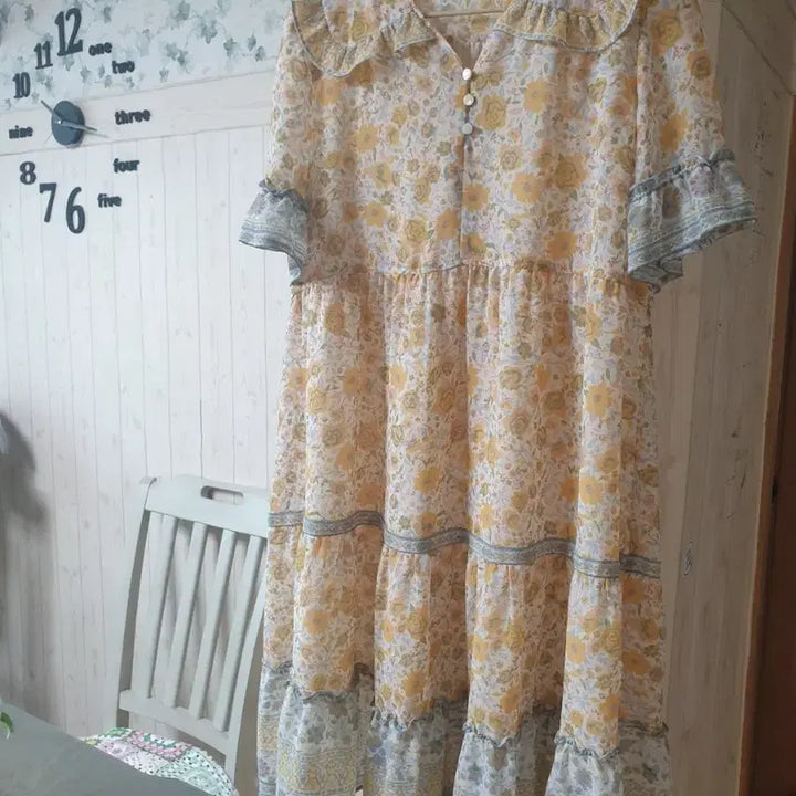 [BUNJANG] Thunder Island Flower Chiffon Midi Dress / 써스데이아일랜드 원피스
