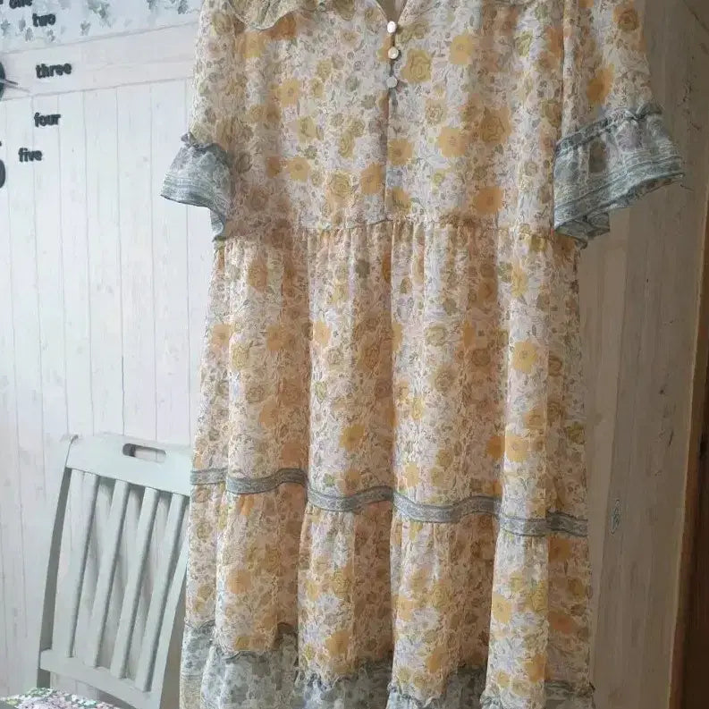 [BUNJANG] Thunder Island Flower Chiffon Midi Dress / 써스데이아일랜드 원피스