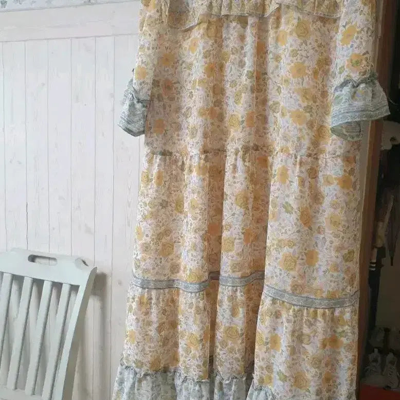 [BUNJANG] Thunder Island Flower Chiffon Midi Dress / 써스데이아일랜드 원피스