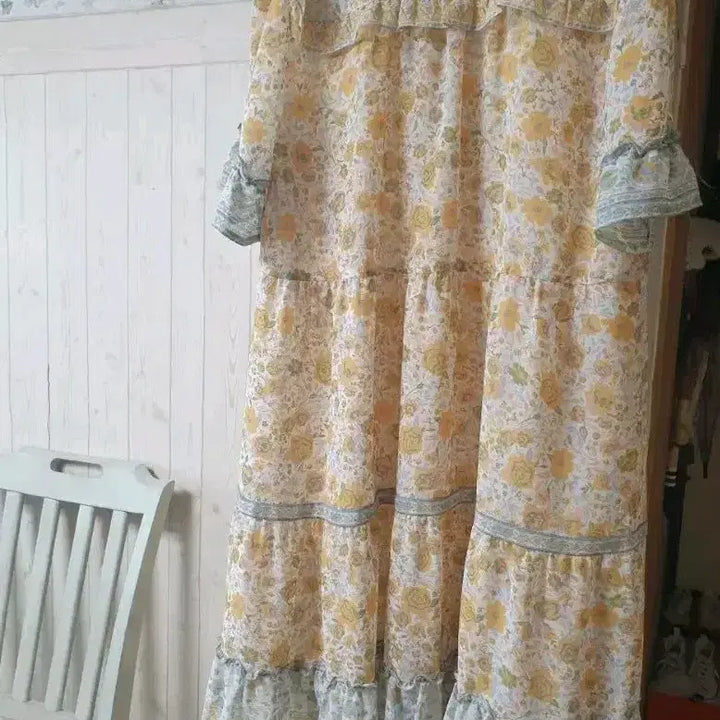 [BUNJANG] Thunder Island Flower Chiffon Midi Dress / 써스데이아일랜드 원피스