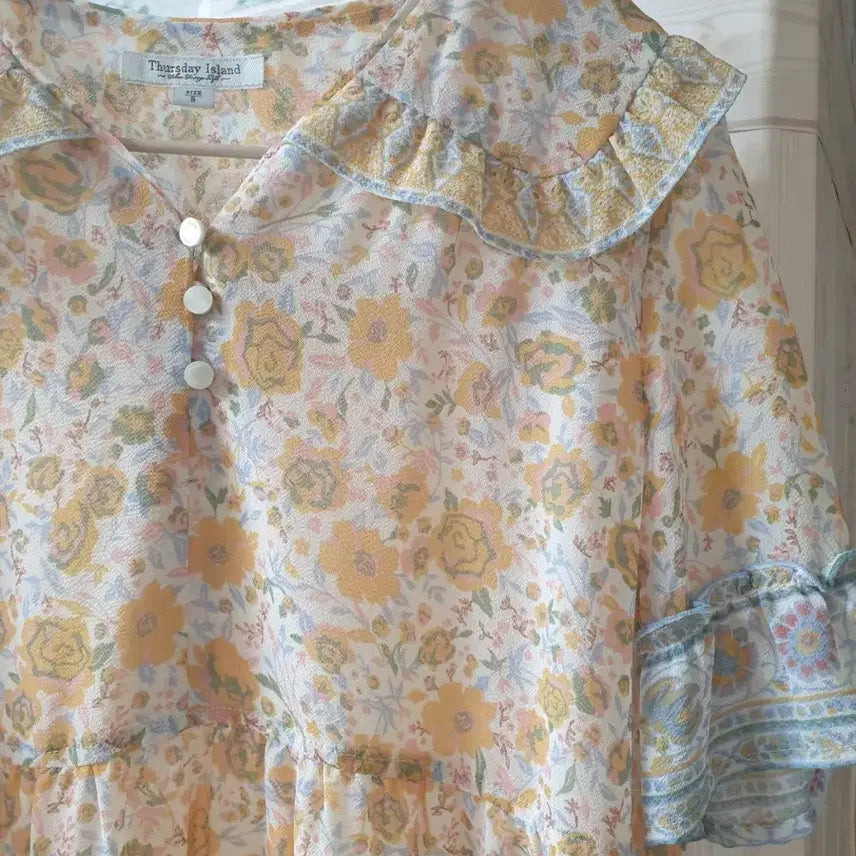 [BUNJANG] Thunder Island Flower Chiffon Midi Dress / 써스데이아일랜드 원피스