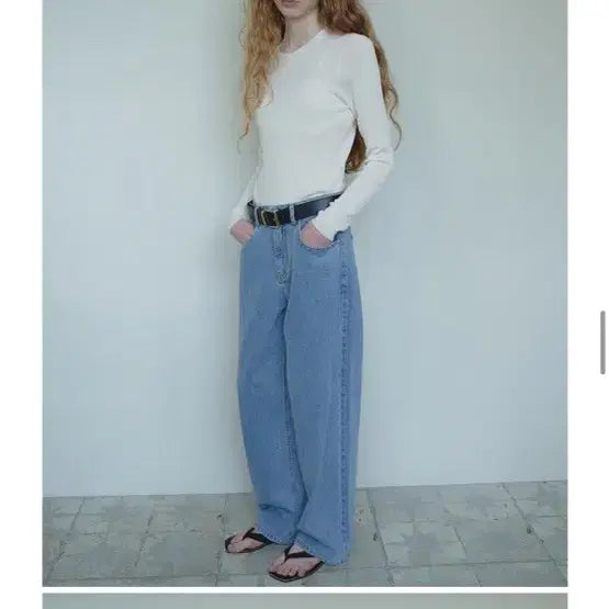 [BUNJANG] De Melli Vintage Washed Denim Wide Pants / 드멜리 빈티지 워싱 데님 팬츠