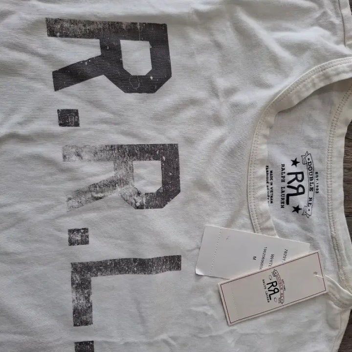 [BUNJANG] RRL Logo Printing Short Sleeve T-Shirt White / RRL 더블알엘 로고 저지 화이트 프린팅 반팔 티셔츠