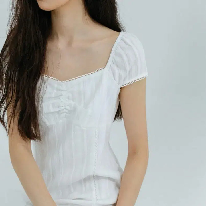 [BUNJANG] Etmon Lace Trimmed Dress White / 에트몽 Lace trimmed dress white etmon 원피스