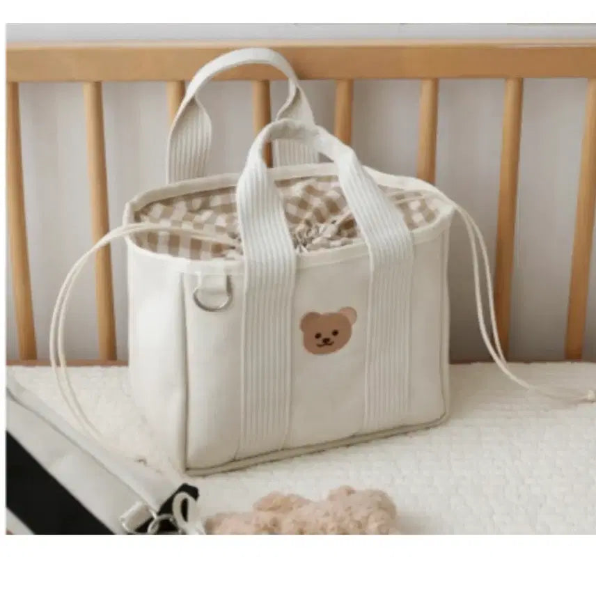 [BUNJANG] Bear Embroidery Canvas Tote Bag / 도트백