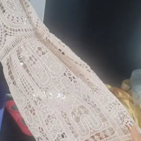 [BUNJANG] Ivory Crochet Midi Dress / 아이보리 크로쉐미디 원피스