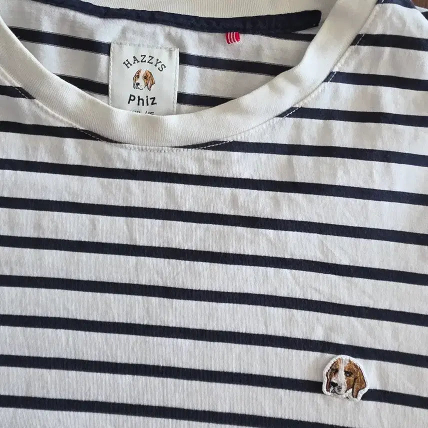 [BUNJANG] Hazzys White Navy Stripe T-Shirt Size 105 / 헤지스 화이트 네이비 스트라이프 티셔츠 105