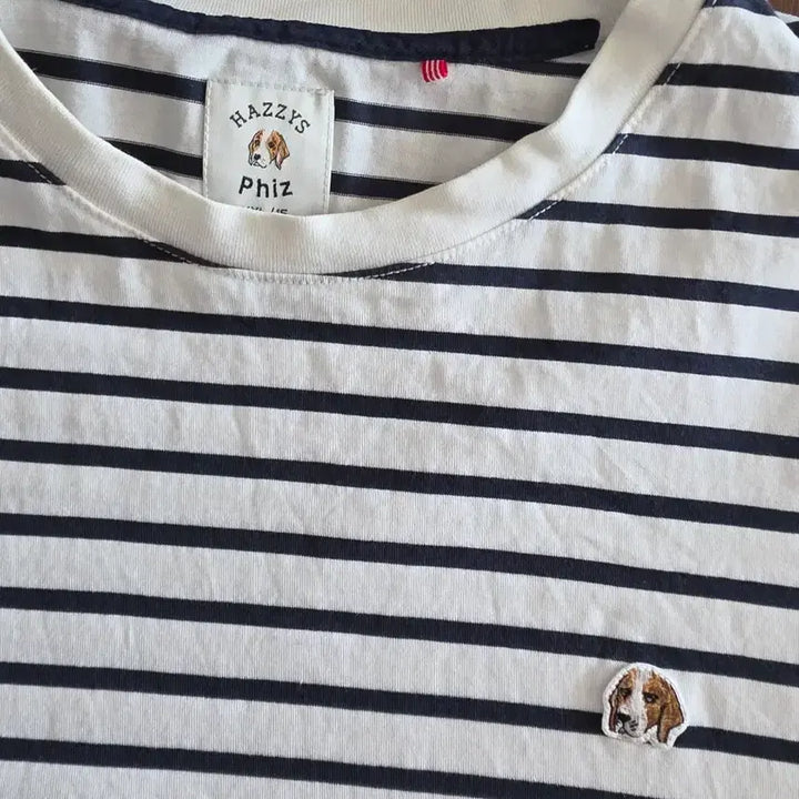 [BUNJANG] Hazzys White Navy Stripe T-Shirt Size 105 / 헤지스 화이트 네이비 스트라이프 티셔츠 105