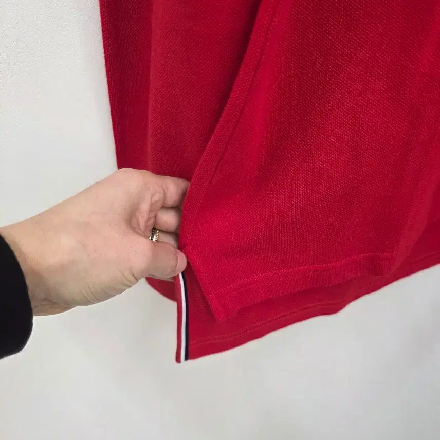 [BUNJANG] Thom Browne Limited Edition Red Diagonal Stripe Long Sleeve Polo Shirt / 한정판 톰브라운 빨간색 사선 완장 긴팔 폴로티
