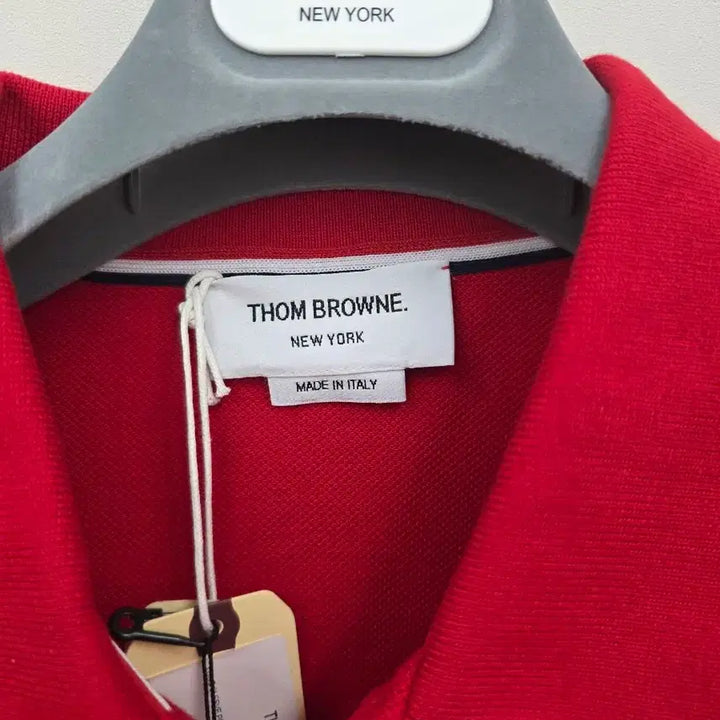 [BUNJANG] Thom Browne Limited Edition Red Diagonal Stripe Long Sleeve Polo Shirt / 한정판 톰브라운 빨간색 사선 완장 긴팔 폴로티
