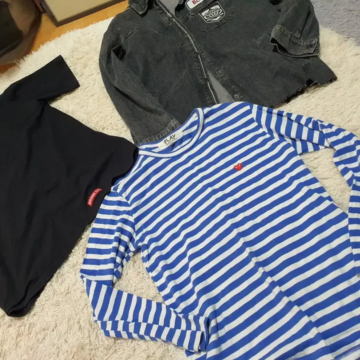 [BUNJANG] Comme des Garçons Play Striped Long Sleeve T-shirt / 꼼데가르송 플레이 스트라이프 긴팔티셔츠