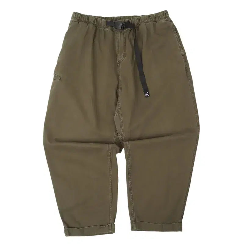 [BUNJANG] Gramicci Khaki Belted Banding Cotton Pants / 그라미치 카키 벨티드 밴딩 코튼팬츠
