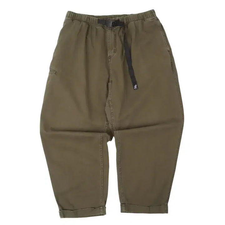 [BUNJANG] Gramicci Khaki Belted Banding Cotton Pants / 그라미치 카키 벨티드 밴딩 코튼팬츠