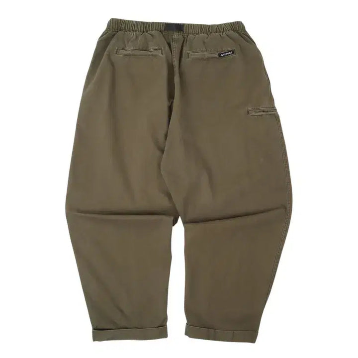 [BUNJANG] Gramicci Khaki Belted Banding Cotton Pants / 그라미치 카키 벨티드 밴딩 코튼팬츠