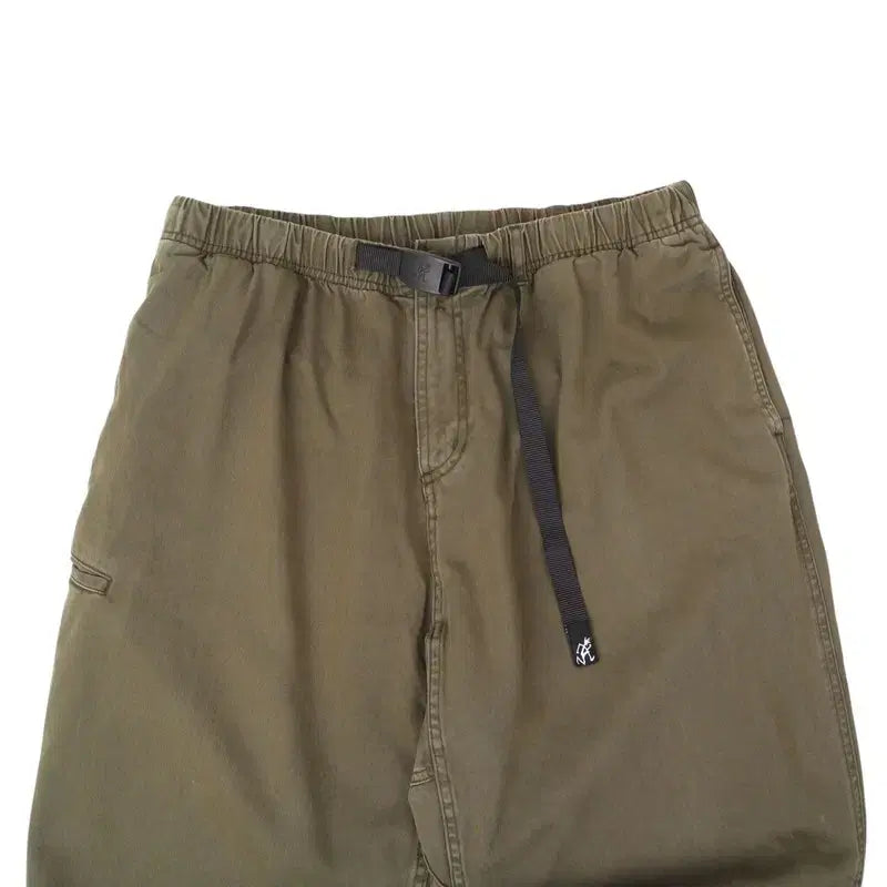 [BUNJANG] Gramicci Khaki Belted Banding Cotton Pants / 그라미치 카키 벨티드 밴딩 코튼팬츠